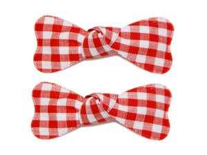 Gingham Bow Snaps - Red