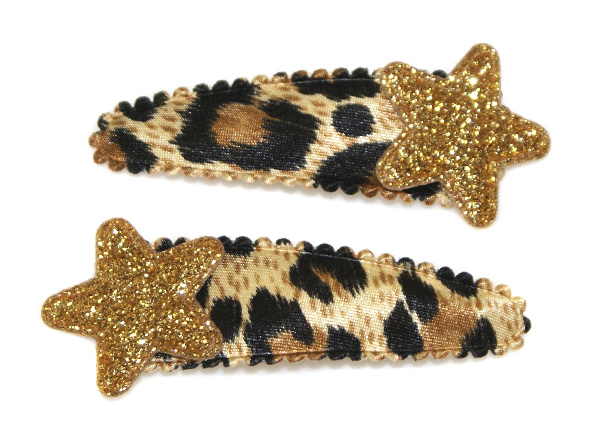 Leopard & Glitter Star Snaps - Gold