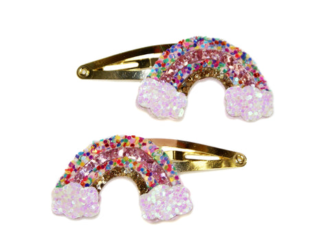 Rainbow Glitter Snaps - Gold/Pink