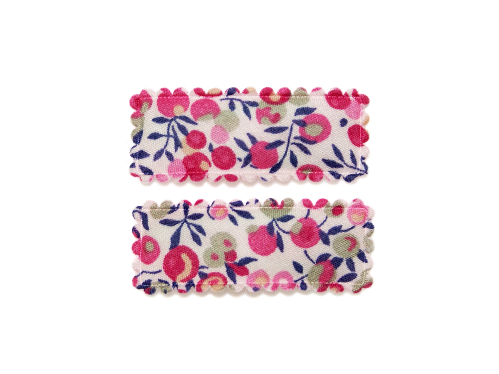 Liberty Wiltshire Bud Small Rectangle Snaps - Pink/Navy/White