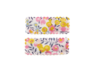 Liberty Wiltshire Bud Small Rectangle Snaps - Pink/Yellow/White