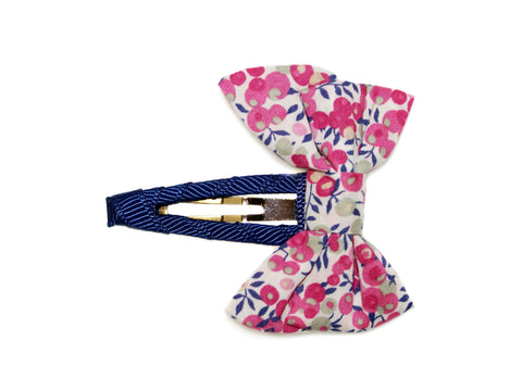 Liberty Wiltshire Bud Wrapped Bow Snap - Pink/Navy/White