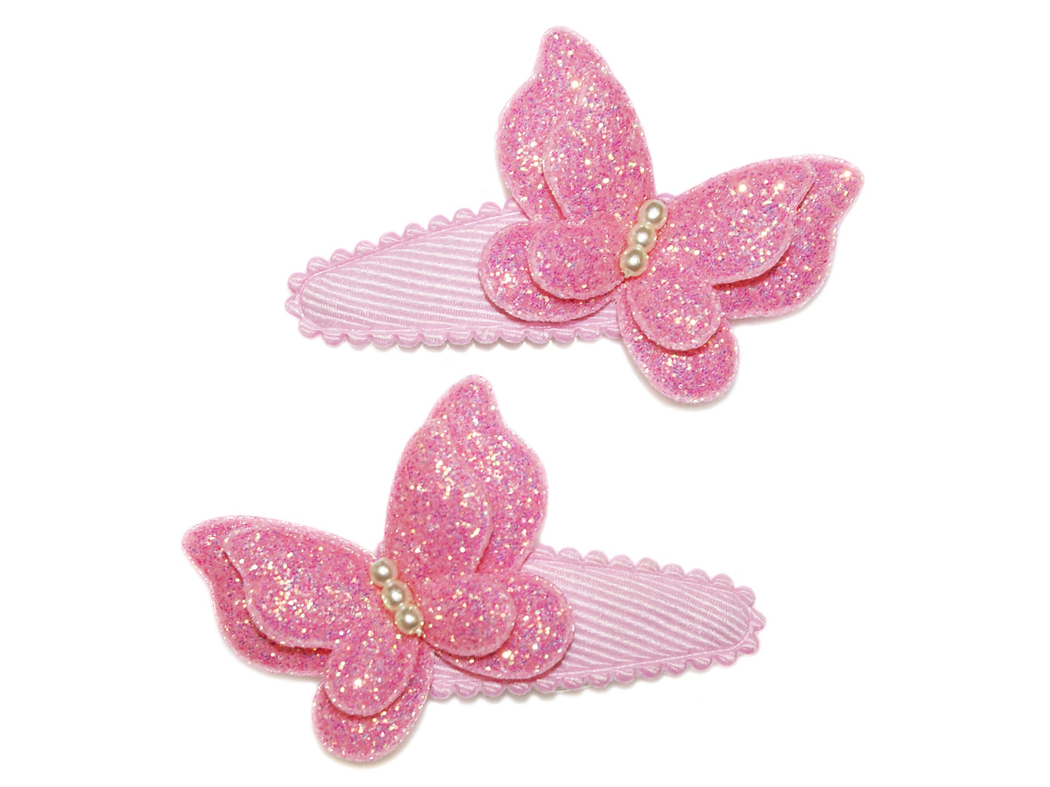 Butterfly Glitter & Pearl Snaps - Pink