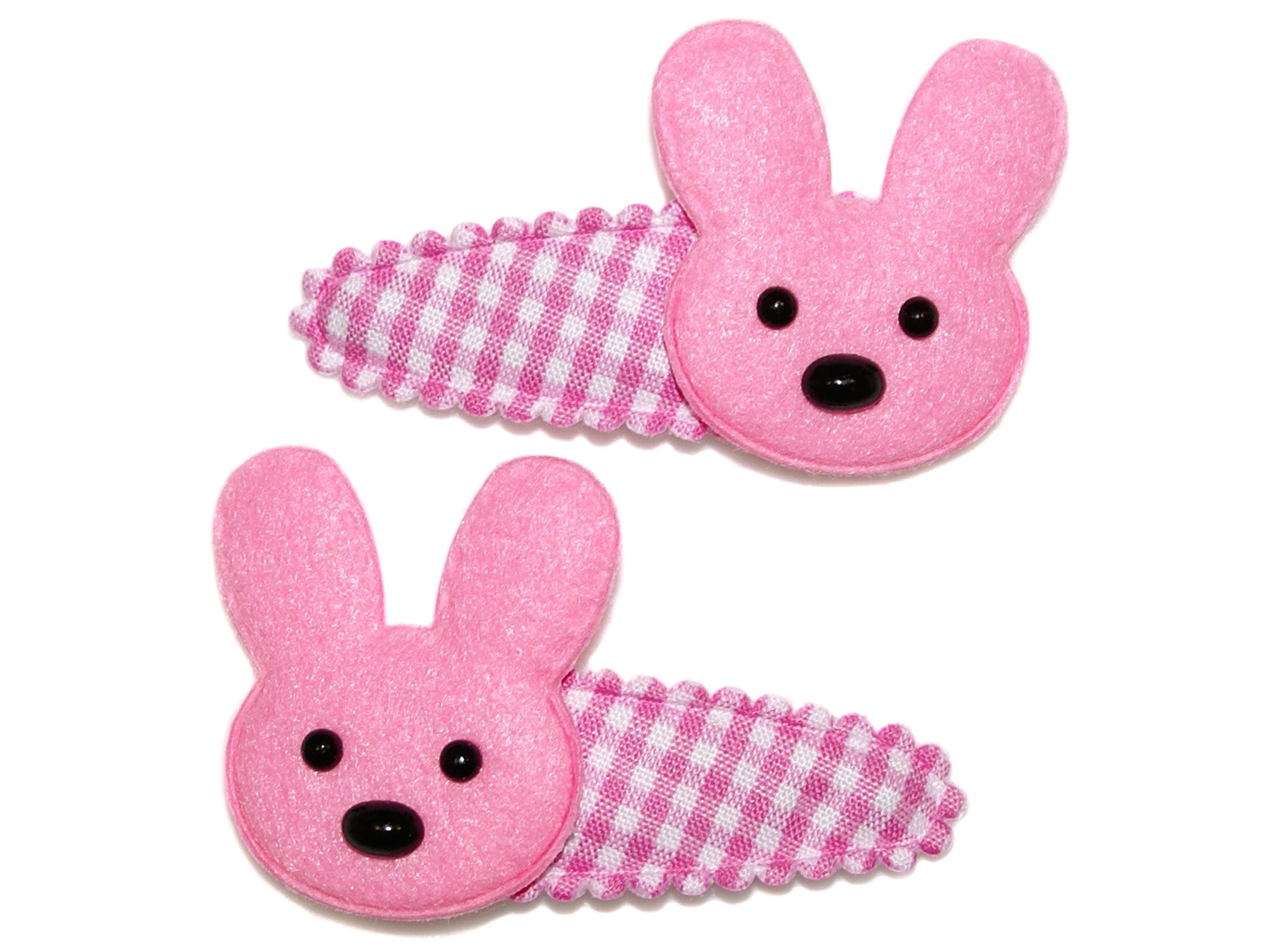 Gingham Bunny Snaps - Pink