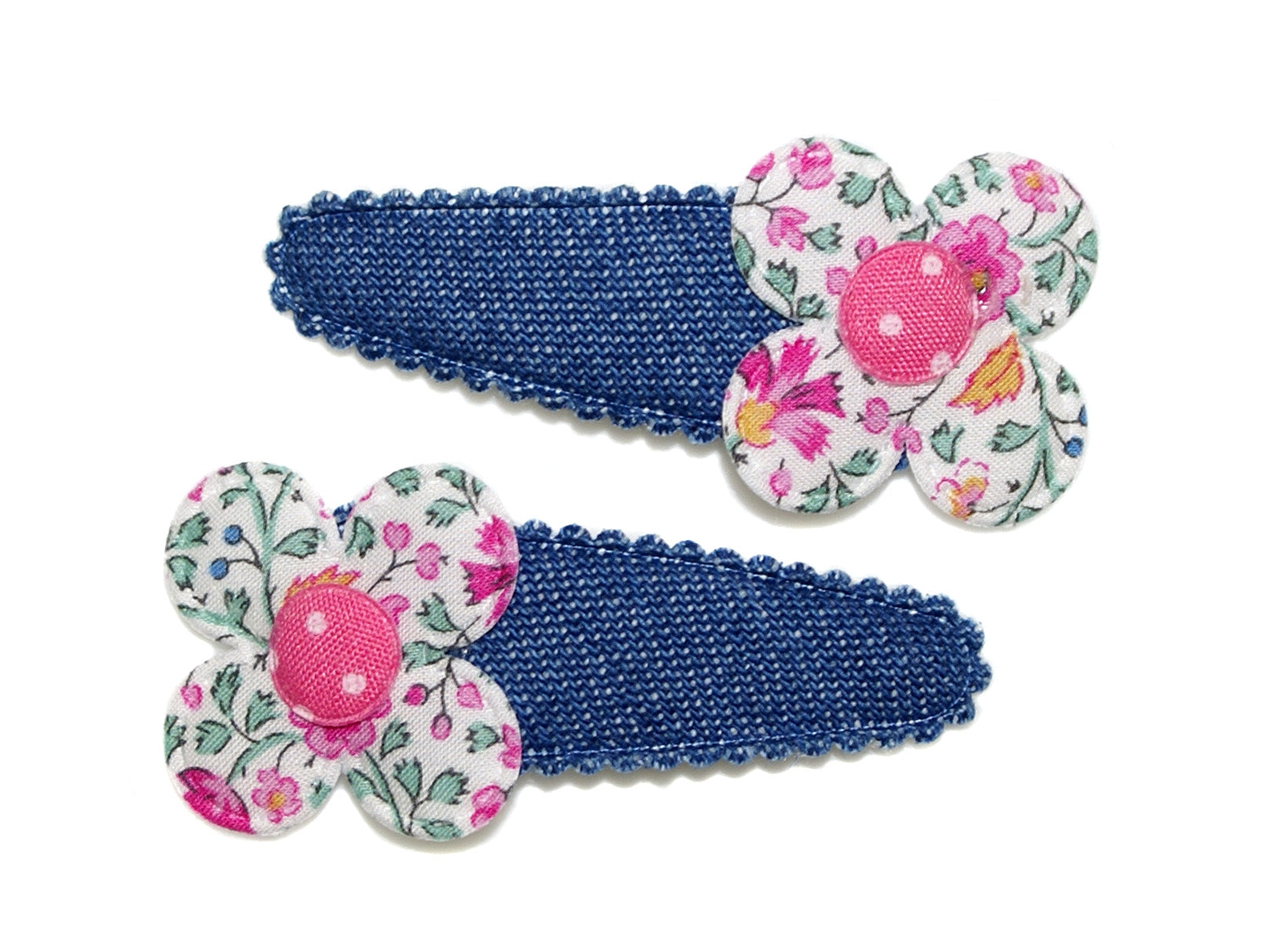 Liberty Camille Daisy Denim Snaps - Pink/Mid Blue