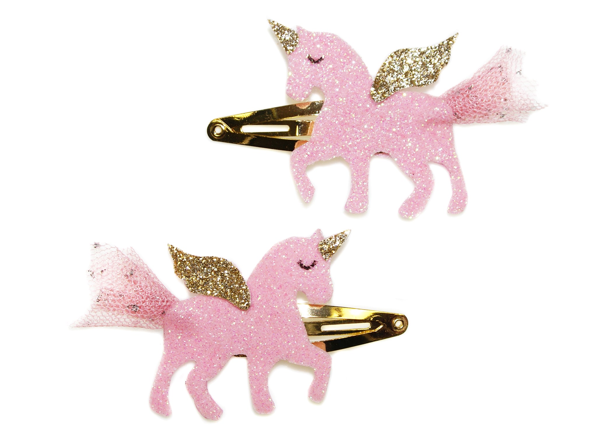 Winged Unicorn Glitter Snaps - Pink/Gold