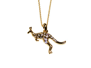 Kangaroo Diamante Necklace - Gold/Clear