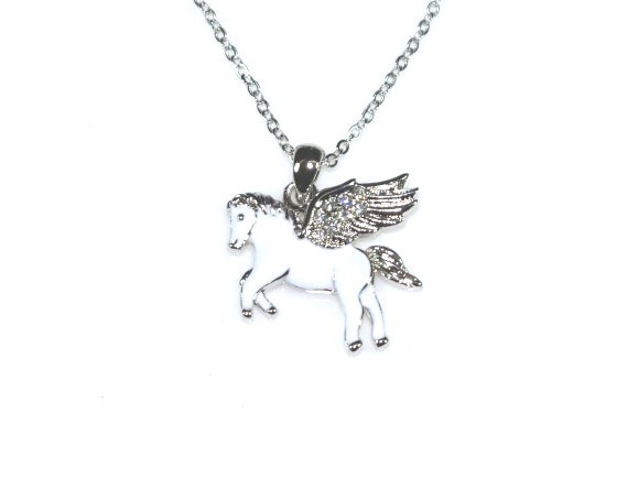 Pegasus #2 Necklace - Silver/White
