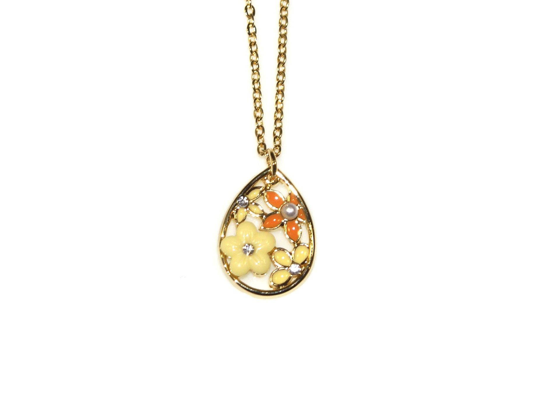 Flower Drop Necklace - Gold/Yellow