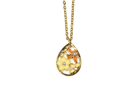 Flower Drop Necklace - Gold/Yellow