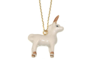 Unicorn Porcelain Necklace - Gold/Ivory