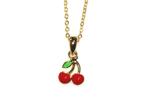 Cherry Enamel Small Necklace - Gold/Red