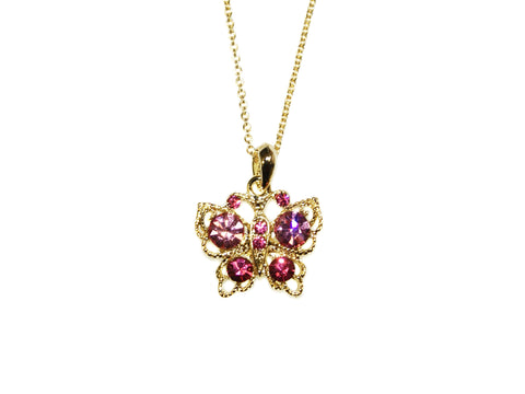 Butterfly Necklace - Gold/Pink