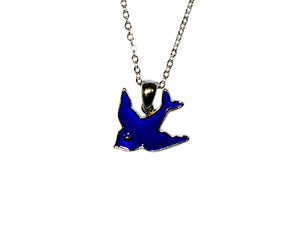 Blue Swallow Necklace - Blue/Silver