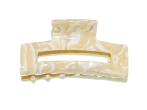 Acetate Rectangle Claw - Beige Marble