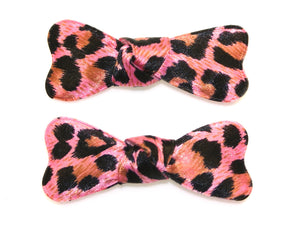 Leopard Bow Snaps - Pink