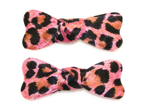 Leopard Bow Snaps - Pink