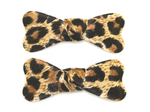 Leopard Bow Snaps - Tan