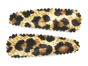 Leopard Satin Medium Snaps - Brown