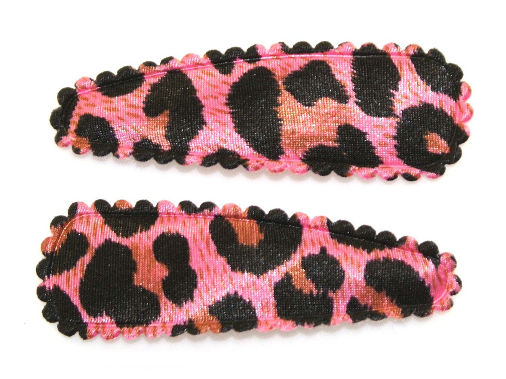 Leopard Satin Medium Snaps - Pink