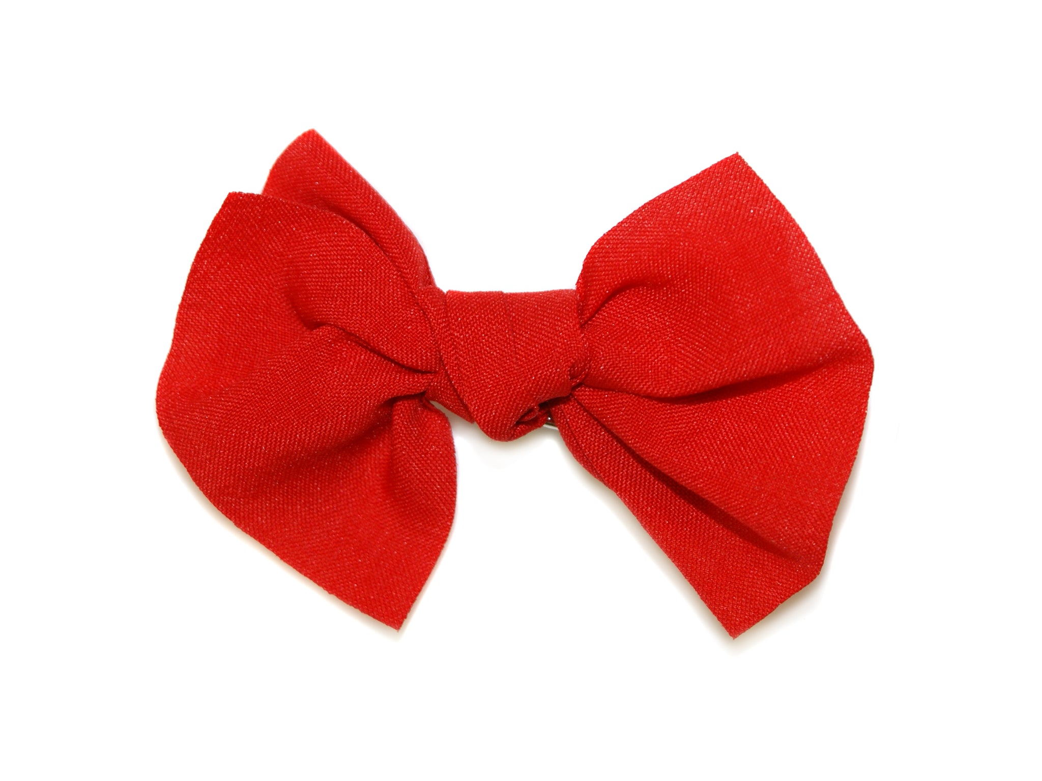 Ragged Small Tie Bow Clip - Red