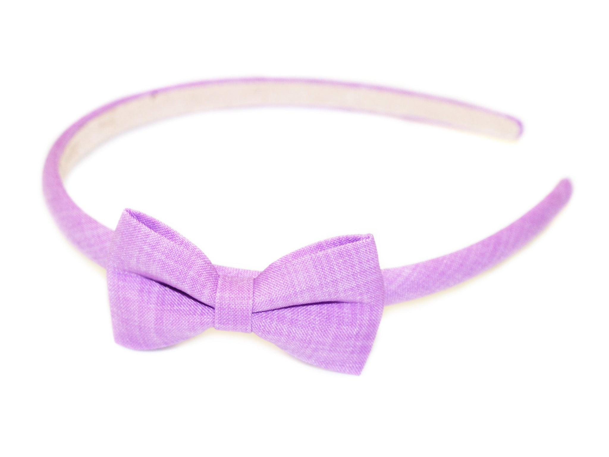 Linen Bow Alice Band - Lilac