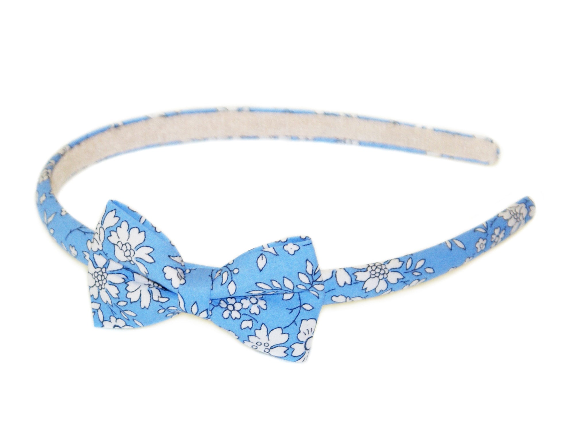 Liberty Capel Bow Suede Lined Alice Band - Blue