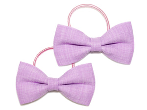 Linen Bow Ponytails - Lilac