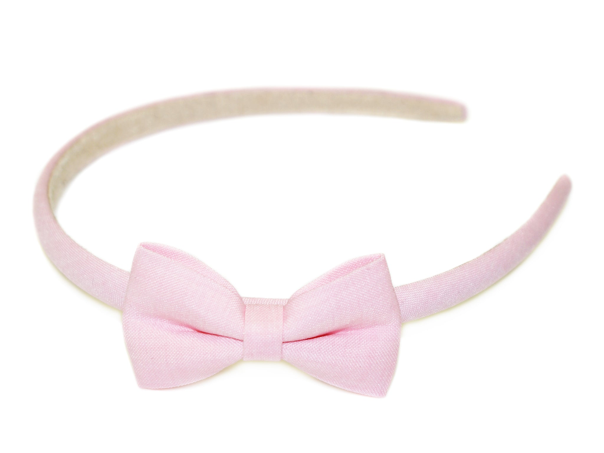 Linen Bow Alice Band - Light Pink