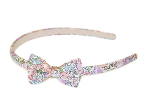 Liberty Michelle Bow Suede Lined Alice Band - Pink/Lilac