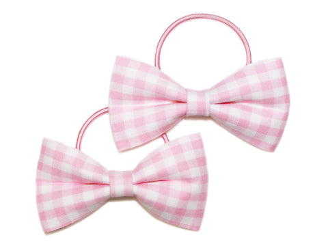 Gingham Bow Ponytails - Pink